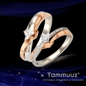 타뮤즈 다이아몬드,14K 에드윈콤비-G3010RR-화이트골드-커플링-기념일