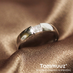 타뮤즈 다이아몬드,18K 0.2캐럿 TS 인비져블 다이아몬드-꼼빠니에 I1001RF-화이트골드-여자반지-커플링