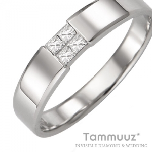 타뮤즈 다이아몬드,18K 0.16캐럿 TS 인비져블 다이아몬드-라비에벨 I1002RR-화이트골드-커플링
