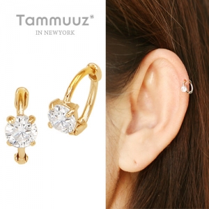 타뮤즈 다이아몬드,14K 원포인트-G3097E-화이트골드-귀찌-선물추천
