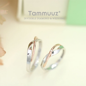 타뮤즈 다이아몬드,14K 0.02캐럿 다이아몬드-엑스웨이브-D2016RR-화이트골드-커플링-기념일