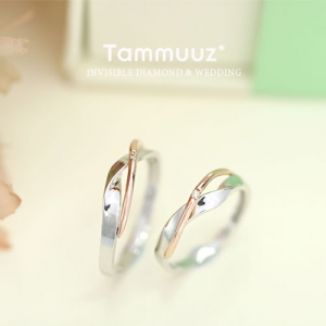 타뮤즈 다이아몬드,14K 0.01캐럿 다이아몬드-엑스웨이브-D2016RM-화이트골드-남자반지-커플링