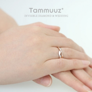 타뮤즈 다이아몬드,14K 0.01캐럿 다이아몬드-엑스웨이브-D2016RF-화이트골드-여자반지-커플링