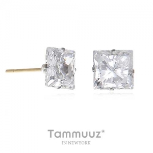 타뮤즈 다이아몬드,14K White Gold 스퀘어큐빅 귀걸이 w717
