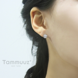 타뮤즈 다이아몬드,14K White Gold 큐빅로즈 귀걸이 w869
