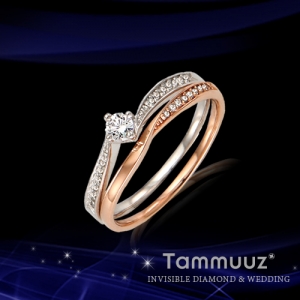 타뮤즈 다이아몬드,14K 몰리즈콤비-G3011RF-화이트골드-여자반지-커플링