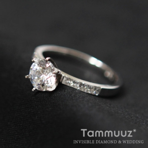 타뮤즈 다이아몬드,18K 1캐럿 TS 인비져블 다이아몬드-에떼르넬 I1006R-화이트골드-프로포즈결혼반지