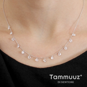 타뮤즈 다이아몬드,14K 레이스큐빅-G3244N-화이트골드-목걸이-선물용