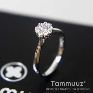 타뮤즈 다이아몬드,18K 1캐럿 TS 인비져블 다이아몬드-아모르 I1004R-화이트골드-프로포즈결혼반지