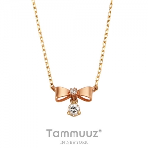 타뮤즈 다이아몬드,14K 볼륨리본-G3024N-핑크골드-목걸이-선물추천