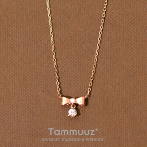 타뮤즈 다이아몬드,14K 볼륨리본-G3024N-핑크골드-목걸이-선물추천